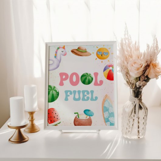 Pool Party, Strand Verjaardagsfeestje Zwembad Bran Reclamebord Met Voetstuk