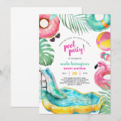 Pool Party Summer Beach Birthday Invitation (Devant / Derrière)