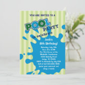 Pool Party Summer Birthday Invitation Kaart (Staand voorkant)