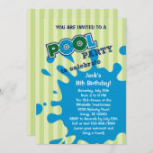 Pool Party Summer Birthday Invitation Kaart (Voorkant / Achterkant)