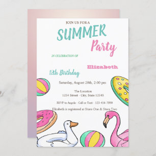 Pool Party Summer Birthday Kaart
