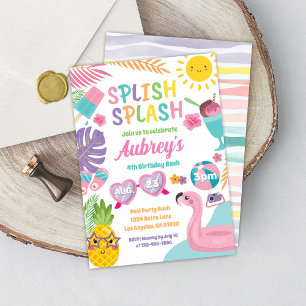 Pool Party Summer Girl Birthday Invitation Kaart