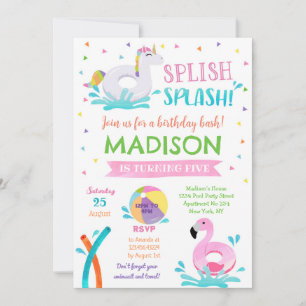 Pool Party Summer Girl Birthday Invitation Save The Date