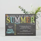 Pool Party Summer Invitation-School uit Kaart (Staand voorkant)