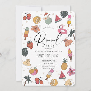 Pool Party Summer Swimming Girl Birthday Kaart