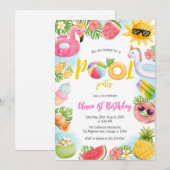 Pool Party Summer Theme Birthday Party Invitation Kaart (Voorkant / Achterkant)