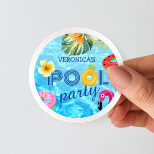 Pool Party Summer Water Swimming Birthday Ronde Sticker