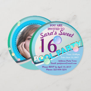 Pool Party Sweet 16 Verjaardag Uitnodiging