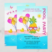 Pool Party Swimming Birthday Party Kaart (Voorkant / Achterkant)