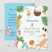 Pool Party Thank You Card - Summer Theme Bedankkaart (Voorkant / Achterkant)