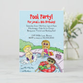 Pool Party Thmed Birthday Invitation Kaart (Staand voorkant)