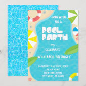Pool Party Tout âge Anniversaire Invitation (Devant / Derrière)