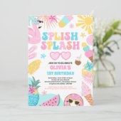 Pool Party Tropical Summer Pool Birthday Kaart (Staand voorkant)