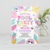 Pool Party Tropical Summer Pool Birthday Kaart (Staand voorkant)