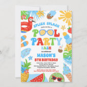 Pool Party Tropical Summer Pool Birthday Kaart (Voorkant)