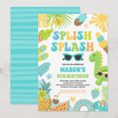 Pool Party Tropical Summer Pool Birthday Kaart (Voorkant / Achterkant)