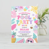 Pool Party Tropical Summer Pool Birthday Kaart (Staand voorkant)
