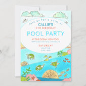 Pool Party Turtles Summer Birthday Kaart (Voorkant)