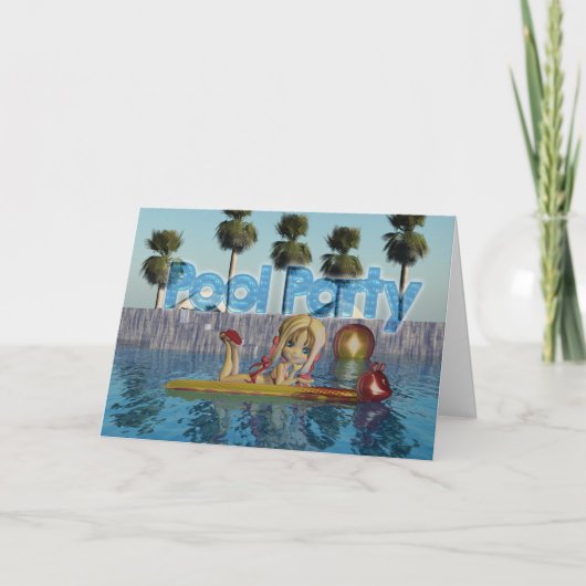 Pool Party Uitnodiging met Moonies Cutie Pie (Voorkant)