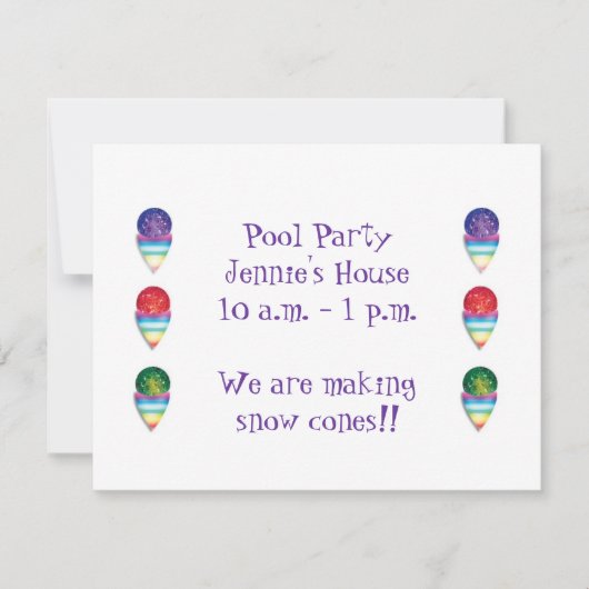 Pool Party uitnodiging met sneeuwkegels (Voorkant)
