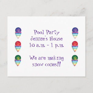 Pool Party uitnodiging met sneeuwkegels
