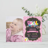 Pool Party Uitnodiging Roze Splish Splash Meisje (Staand voorkant)