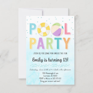 Pool Party uitnodiging voor verjaardag en evenemen
