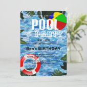 Pool Party | Uitnodiging voor zwemvogels (Staand voorkant)