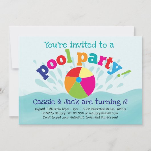 Pool Party Uitnodiging - Zomer Splash (Voorkant)