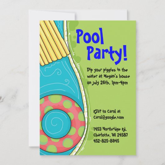 Pool Party-uitnodigingen Kaart (Voorkant)