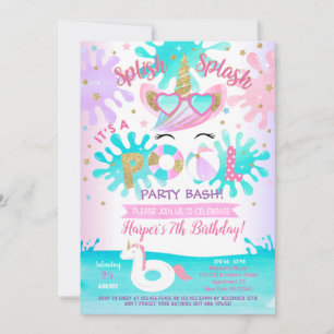 Pool Party Unicorn Anniversaire Fête Invitations F