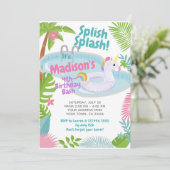 Pool Party Unicorn - uitnodiging (Staand voorkant)