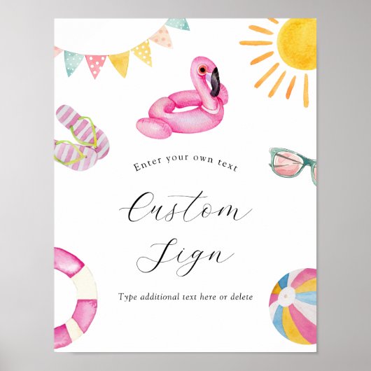 Pool Party Verjaardag Aangepaste tekst teken Poster (Voorkant)
