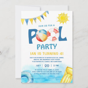 Pool Party Verjaardag Uitnodiging Leuk Splish Spla