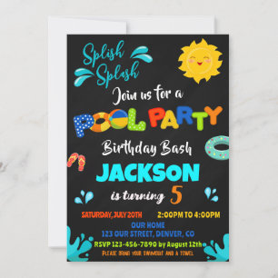 Pool party verjaardagsuitnodiging Jongen zwembad u Kaart