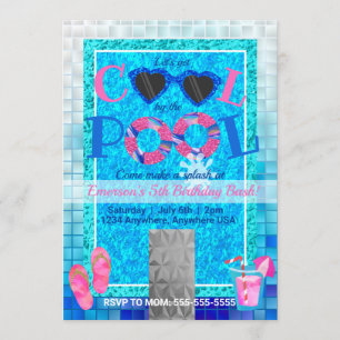 Pool Party, zomer, Glitter bij het koele zwembad Kaart