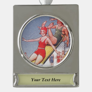 Pool Party  zwemmen Verzilverd Banner Ornament