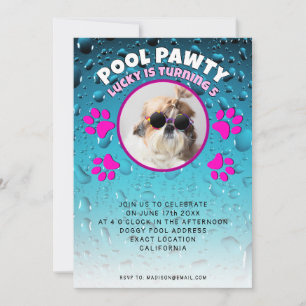 Pool pawty puppy hond aangepaste foto verjaardagsf kaart