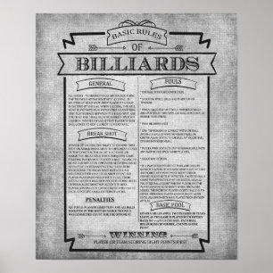 Pool Room Print 8 Billiards Game Rules Poste