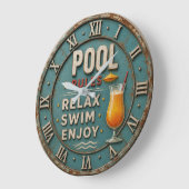 Pool Rules Swimming Decor Grote Klok (Hoek)