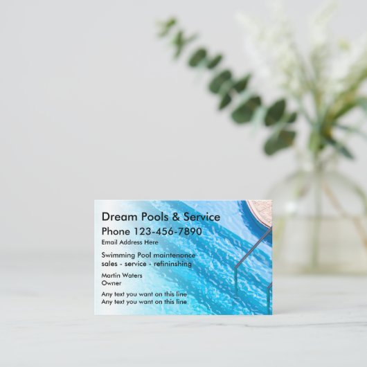 Pool Service Business-kaarten Visitekaartje (Staand voorkant)