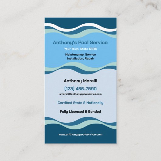Pool Service Company Visitekaartje (Voorkant)