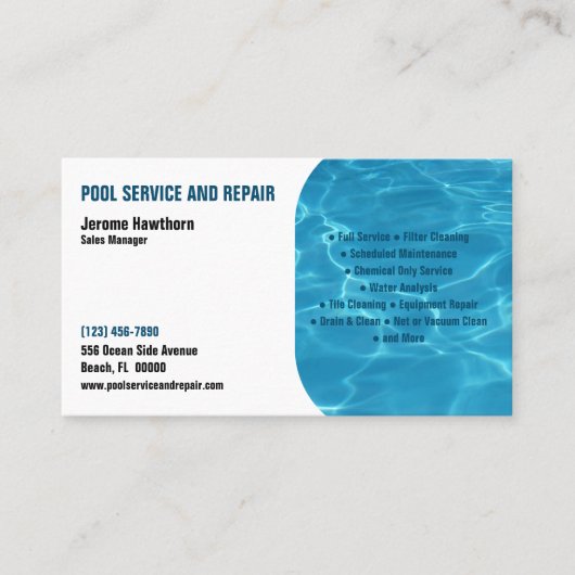 Pool Service en reparatie Visitekaartje (Voorkant)
