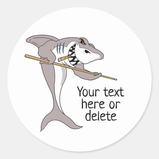 Pool Shark Custom Text Ronde Sticker (Voorkant)