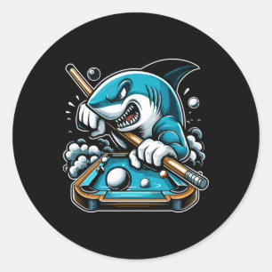 Pool Shark Funny Pool Player Biljart 8- Ronde Sticker