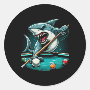 Pool Shark Funny Pool Player Biljart 8- Ronde Sticker