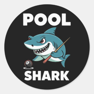 Pool Shark Snooker Speler Grappige Biljart Ronde Sticker