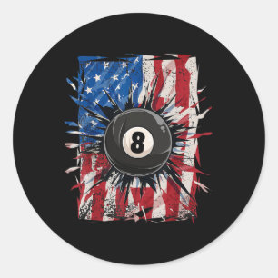 Pool Snooker Biljart Speler 8 Ball USA Amerikaans Ronde Sticker