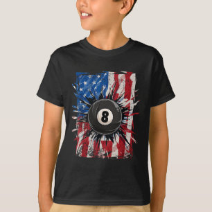 Pool Snooker Biljart Speler 8 Ball USA Amerikaans T-shirt