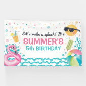Pool summer birthday party banner backdrop (Horizontaal)